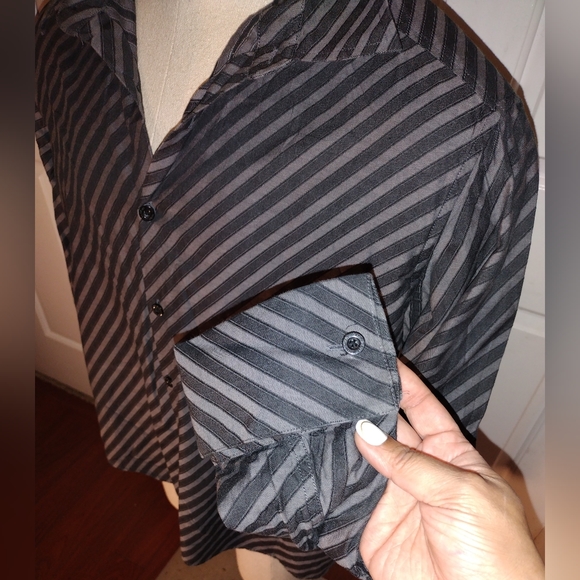 DKNY Jeans MEN'S Black & Gray Button Down Long Sleeve Shirt Sz XXL - Picture 5 of 7